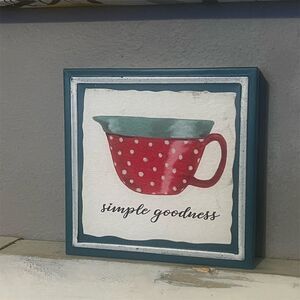 The Pioneer Woman "Simple Goodness" Red Metal Kitchen Sign 6x6
